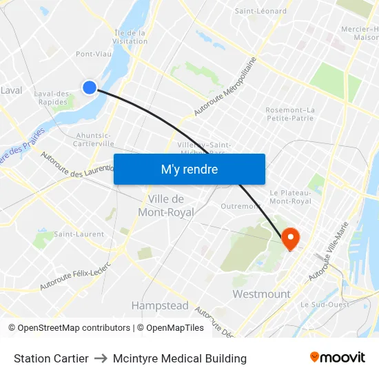 Station Cartier to Mcintyre Medical Building map