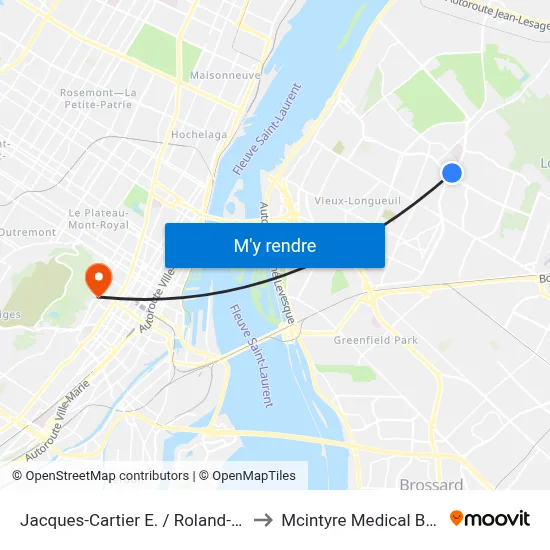Jacques-Cartier E. / Roland-Therrien to Mcintyre Medical Building map