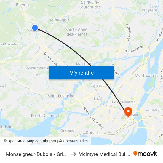 Monseigneur-Dubois / Grignon to Mcintyre Medical Building map