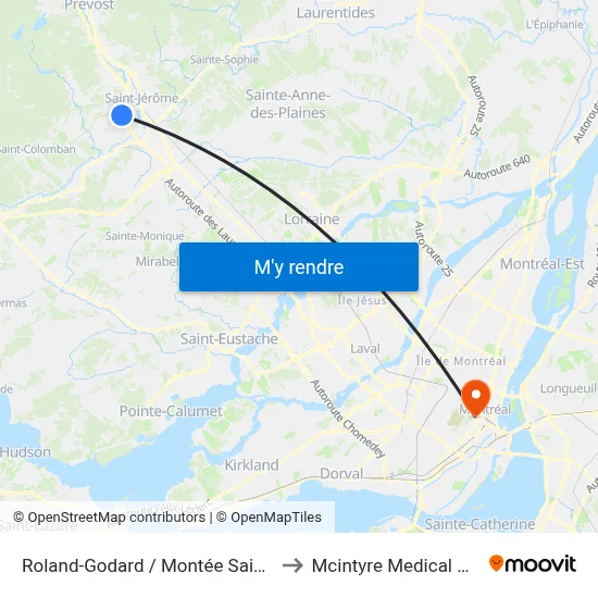 Roland-Godard / Montée Saint-Nicolas to Mcintyre Medical Building map