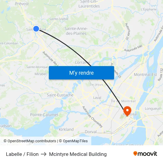 Labelle / Filion to Mcintyre Medical Building map