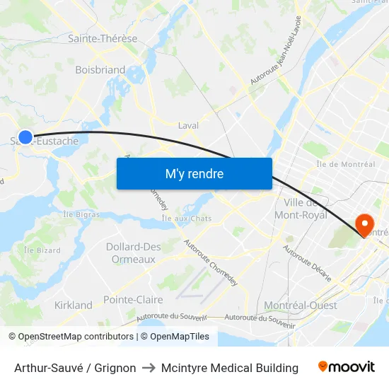 Arthur-Sauvé / Grignon to Mcintyre Medical Building map