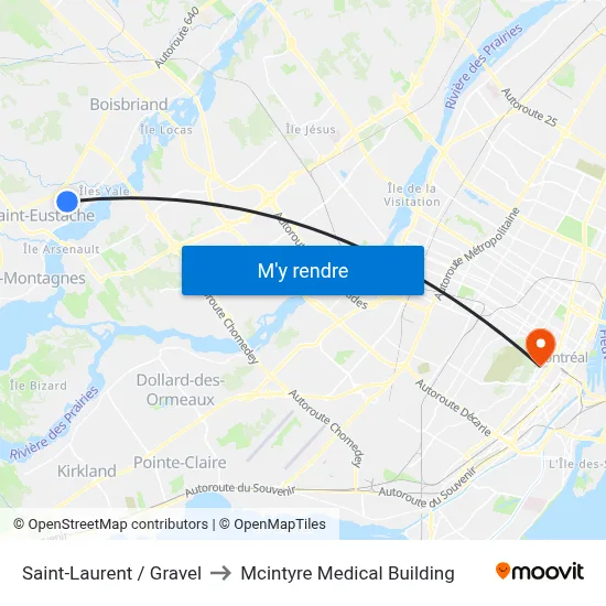 Saint-Laurent / Gravel to Mcintyre Medical Building map