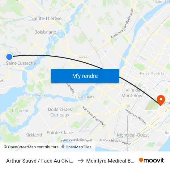 Arthur-Sauvé / Face Au Civique 764 to Mcintyre Medical Building map