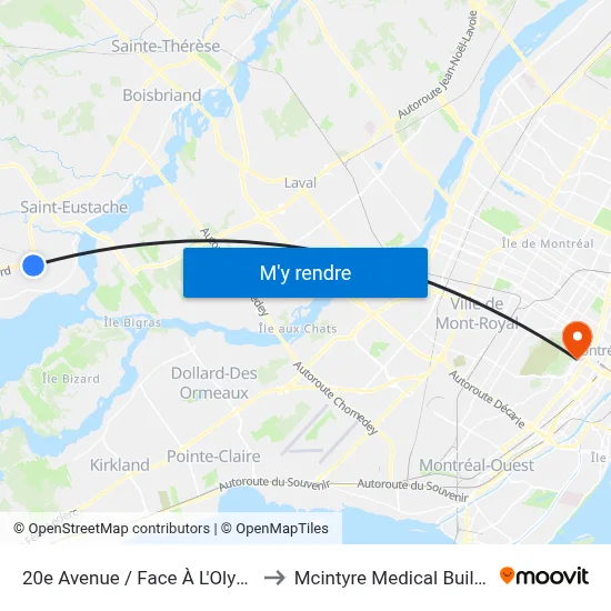 20e Avenue / Face À L'Olympia to Mcintyre Medical Building map