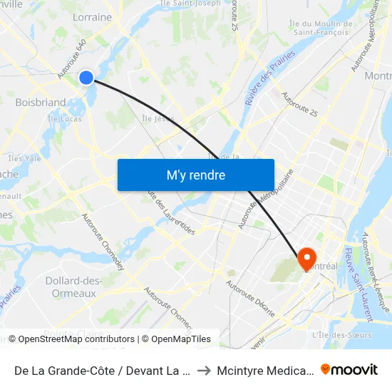 De La Grande-Côte / Devant La Gare Rosemère to Mcintyre Medical Building map