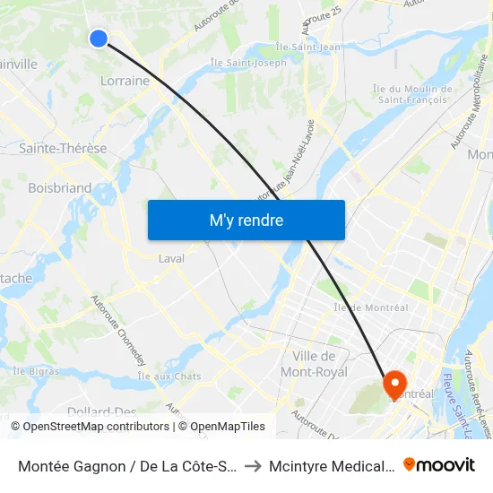 Montée Gagnon / De La Côte-Saint-Louis Est to Mcintyre Medical Building map