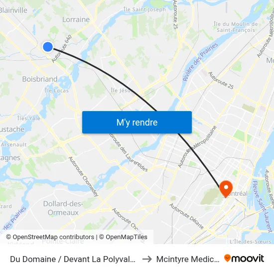 Du Domaine / Devant La Polyvalente Sainte-Thérèse to Mcintyre Medical Building map