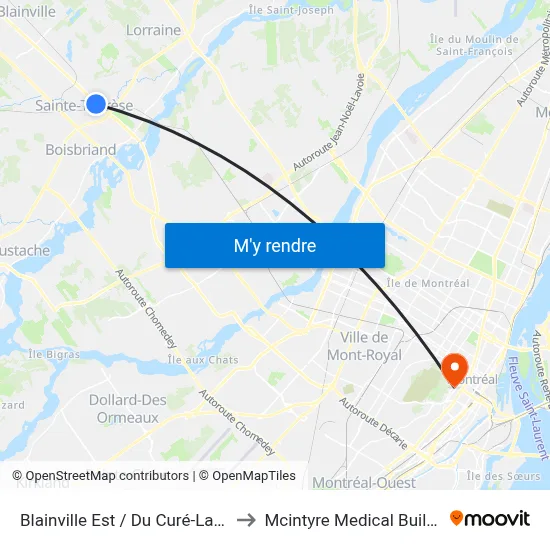 Blainville Est / Du Curé-Labelle to Mcintyre Medical Building map