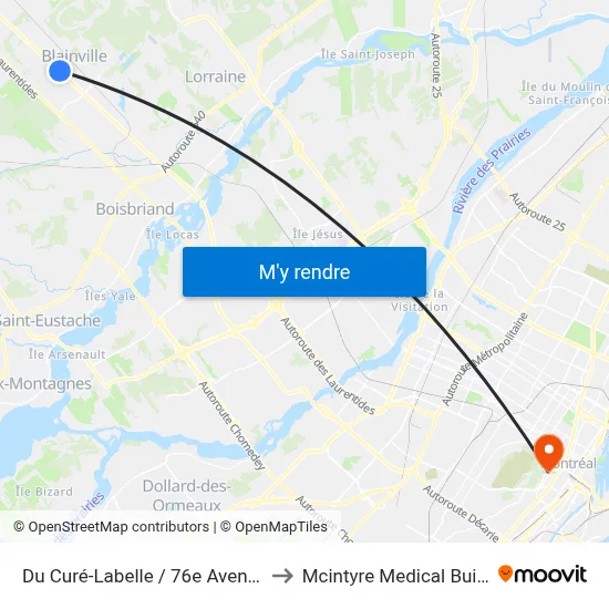 Du Curé-Labelle / 76e Avenue Est to Mcintyre Medical Building map