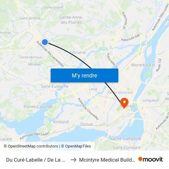 Du Curé-Labelle / De La Paix to Mcintyre Medical Building map