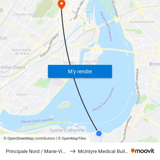 Principale Nord / Marie-Victorin to Mcintyre Medical Building map