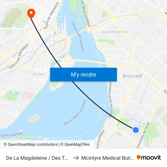De La Magdeleine / Des Tulipes to Mcintyre Medical Building map