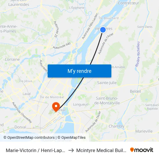 Marie-Victorin / Henri-Lapierre to Mcintyre Medical Building map