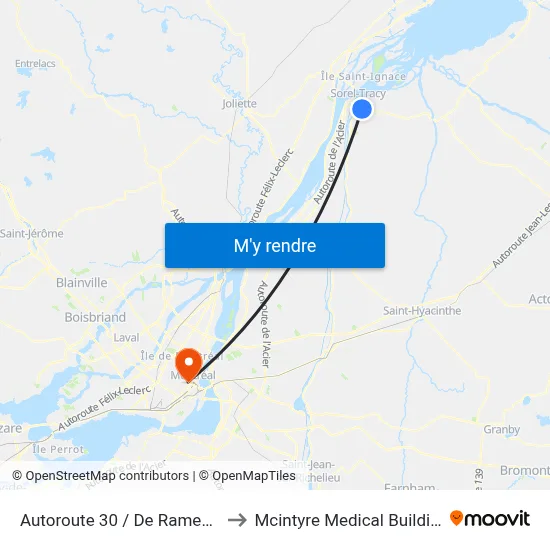 Autoroute 30 / De Ramezay to Mcintyre Medical Building map