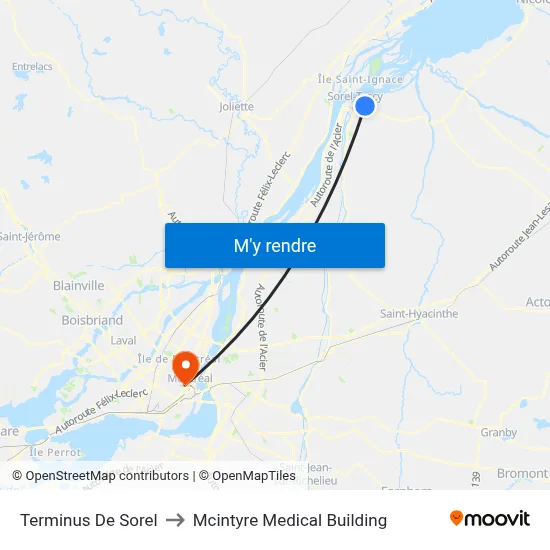 Terminus De Sorel to Mcintyre Medical Building map