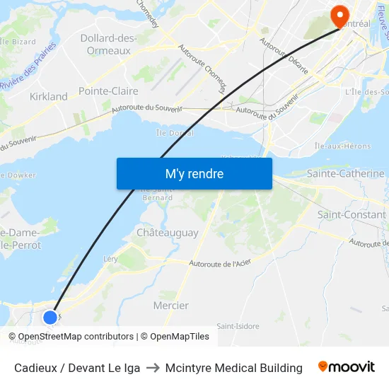 Cadieux / Devant Le Iga to Mcintyre Medical Building map