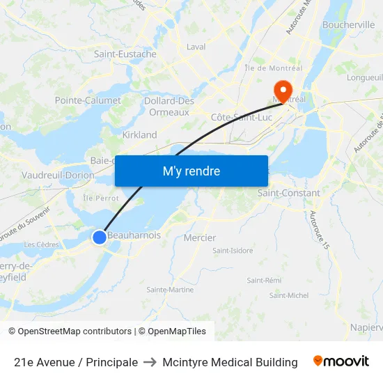 21e Avenue / Principale to Mcintyre Medical Building map