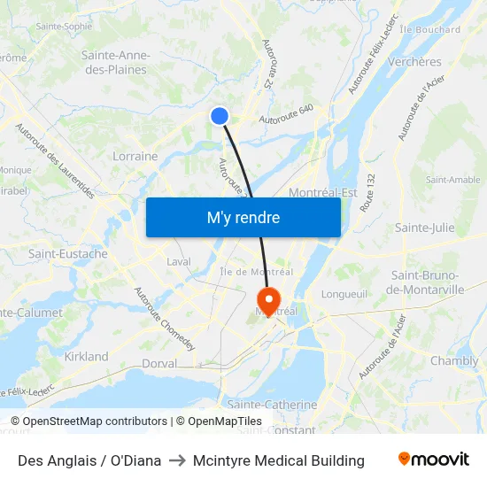 Des Anglais / O'Diana to Mcintyre Medical Building map