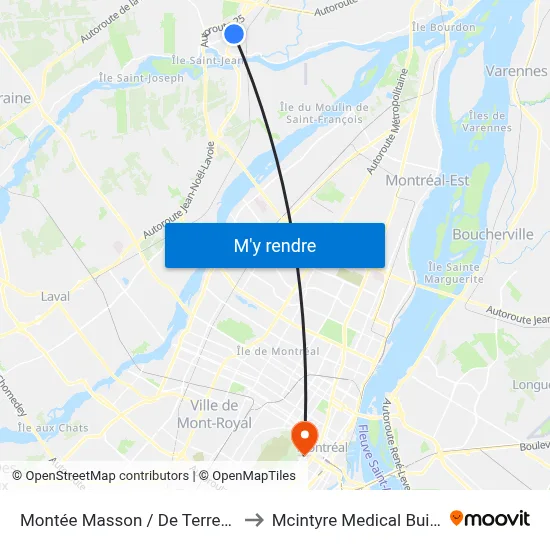 Montée Masson / De Terrebonne to Mcintyre Medical Building map