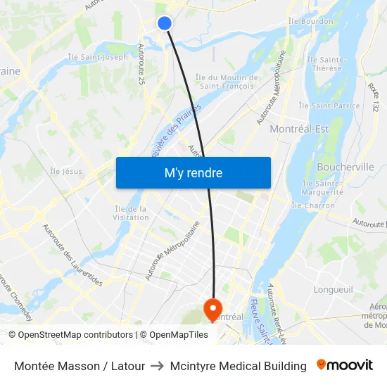 Montée Masson / Latour to Mcintyre Medical Building map