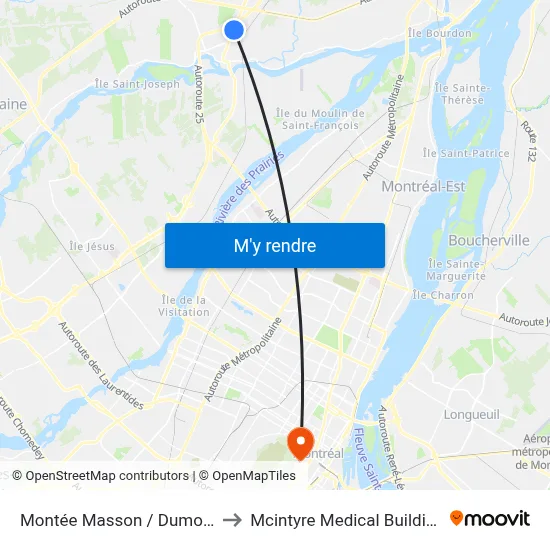 Montée Masson / Dumont to Mcintyre Medical Building map