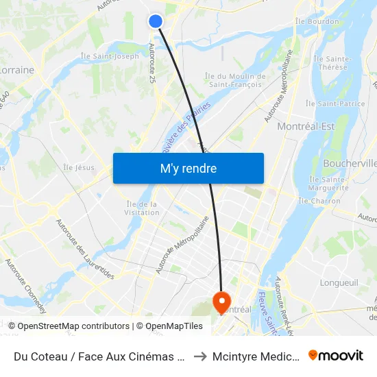 Du Coteau / Face Aux Cinémas Guzzo Terrebonne to Mcintyre Medical Building map