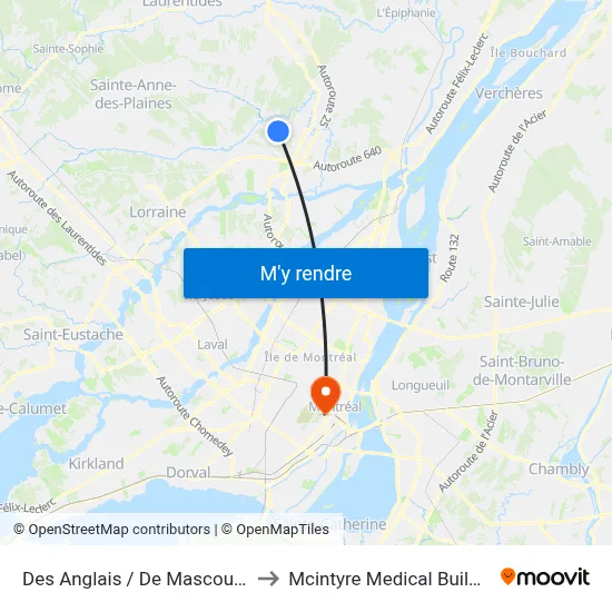 Des Anglais / De Mascouche to Mcintyre Medical Building map