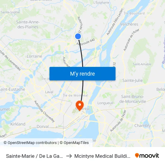 Sainte-Marie / De La Gare to Mcintyre Medical Building map