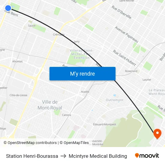 Station Henri-Bourassa to Mcintyre Medical Building map