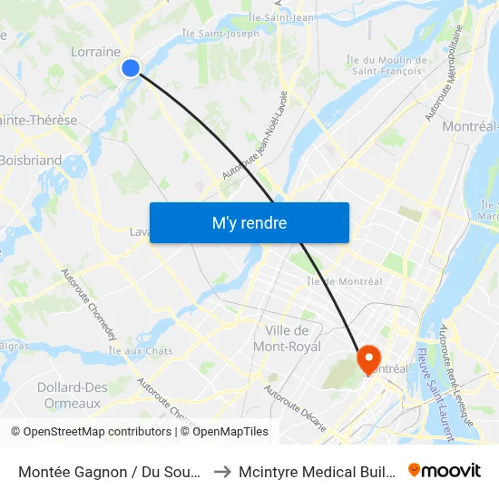 Montée Gagnon / Du Souvenir to Mcintyre Medical Building map