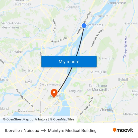 Iberville / Noiseux to Mcintyre Medical Building map