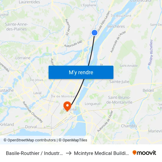 Basile-Routhier / Industriel to Mcintyre Medical Building map