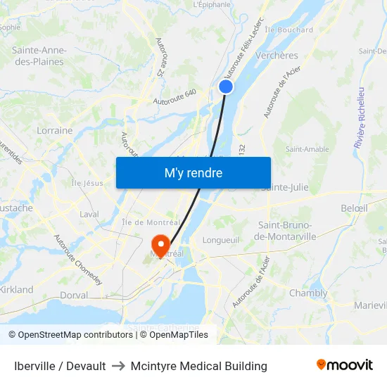 Iberville / Devault to Mcintyre Medical Building map
