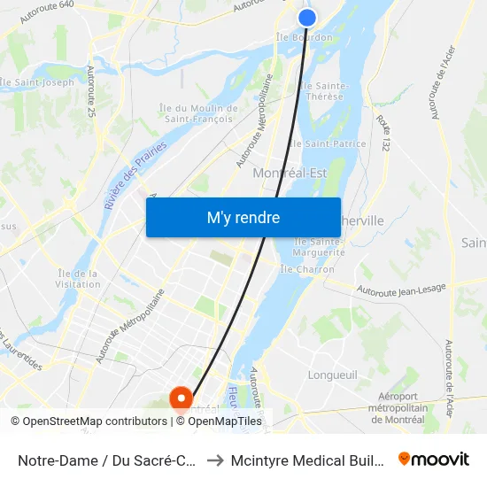 Notre-Dame / Du Sacré-Cœur to Mcintyre Medical Building map