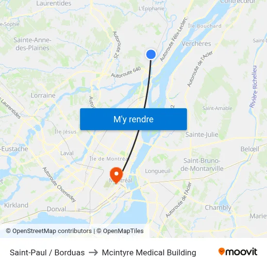 Saint-Paul / Borduas to Mcintyre Medical Building map