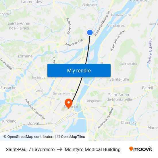 Saint-Paul / Laverdière to Mcintyre Medical Building map