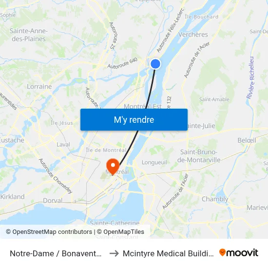 Notre-Dame / Bonaventure to Mcintyre Medical Building map