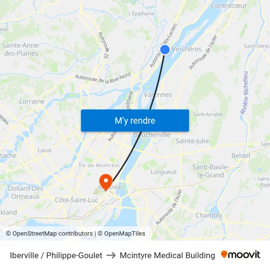 Iberville / Philippe-Goulet to Mcintyre Medical Building map
