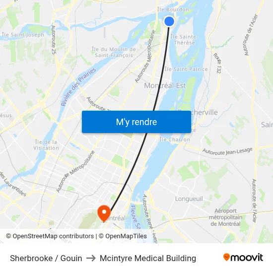 Sherbrooke / Gouin to Mcintyre Medical Building map