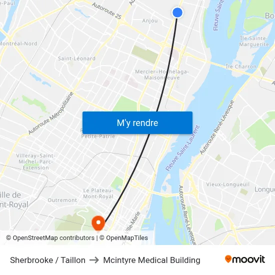 Sherbrooke / Taillon to Mcintyre Medical Building map