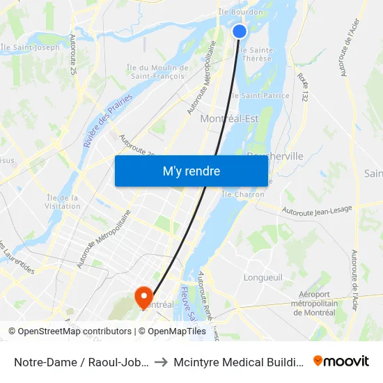 Notre-Dame / Raoul-Jobin to Mcintyre Medical Building map