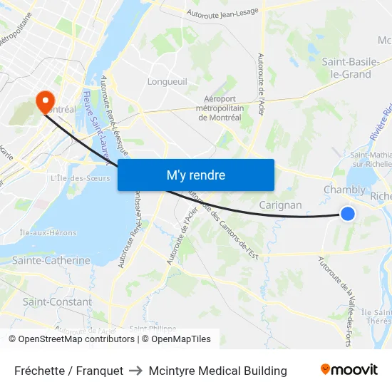 Fréchette / Franquet to Mcintyre Medical Building map