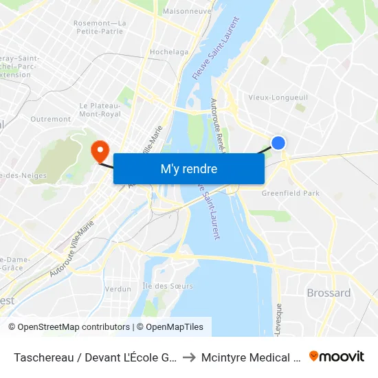 Taschereau / Devant L'École Gérard Filion to Mcintyre Medical Building map