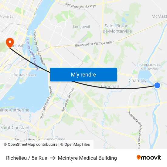 Richelieu / 5e Rue to Mcintyre Medical Building map