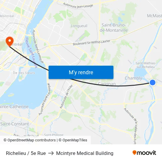 Richelieu / 5e Rue to Mcintyre Medical Building map