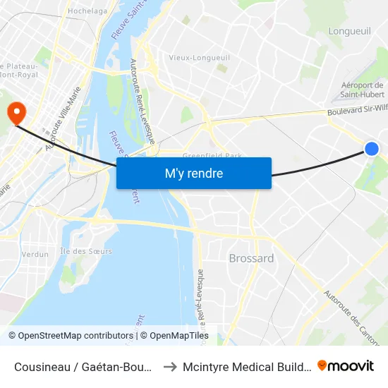 Cousineau / Gaétan-Boucher to Mcintyre Medical Building map