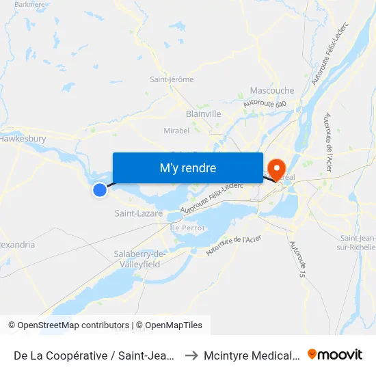 De La Coopérative / Saint-Jean-Baptiste Est to Mcintyre Medical Building map