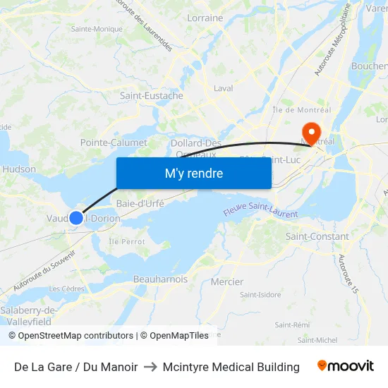 De La Gare / Du Manoir to Mcintyre Medical Building map