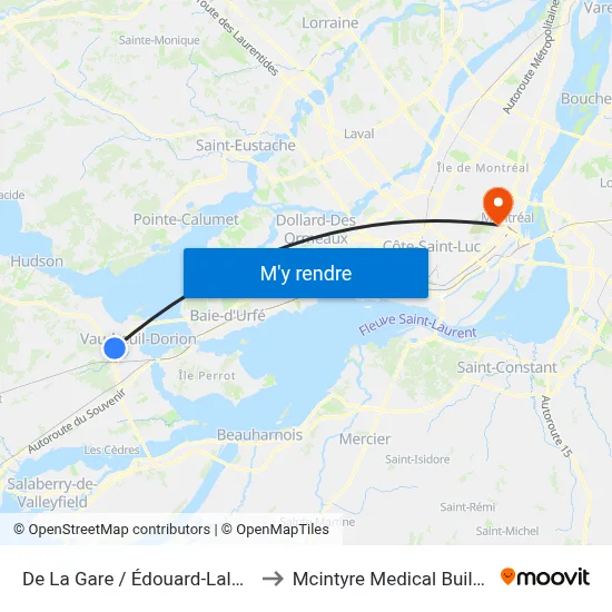 De La Gare / Édouard-Lalonde to Mcintyre Medical Building map